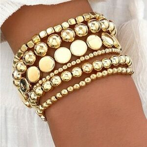 Gold Beaded Stack Bracelet Set (9702)